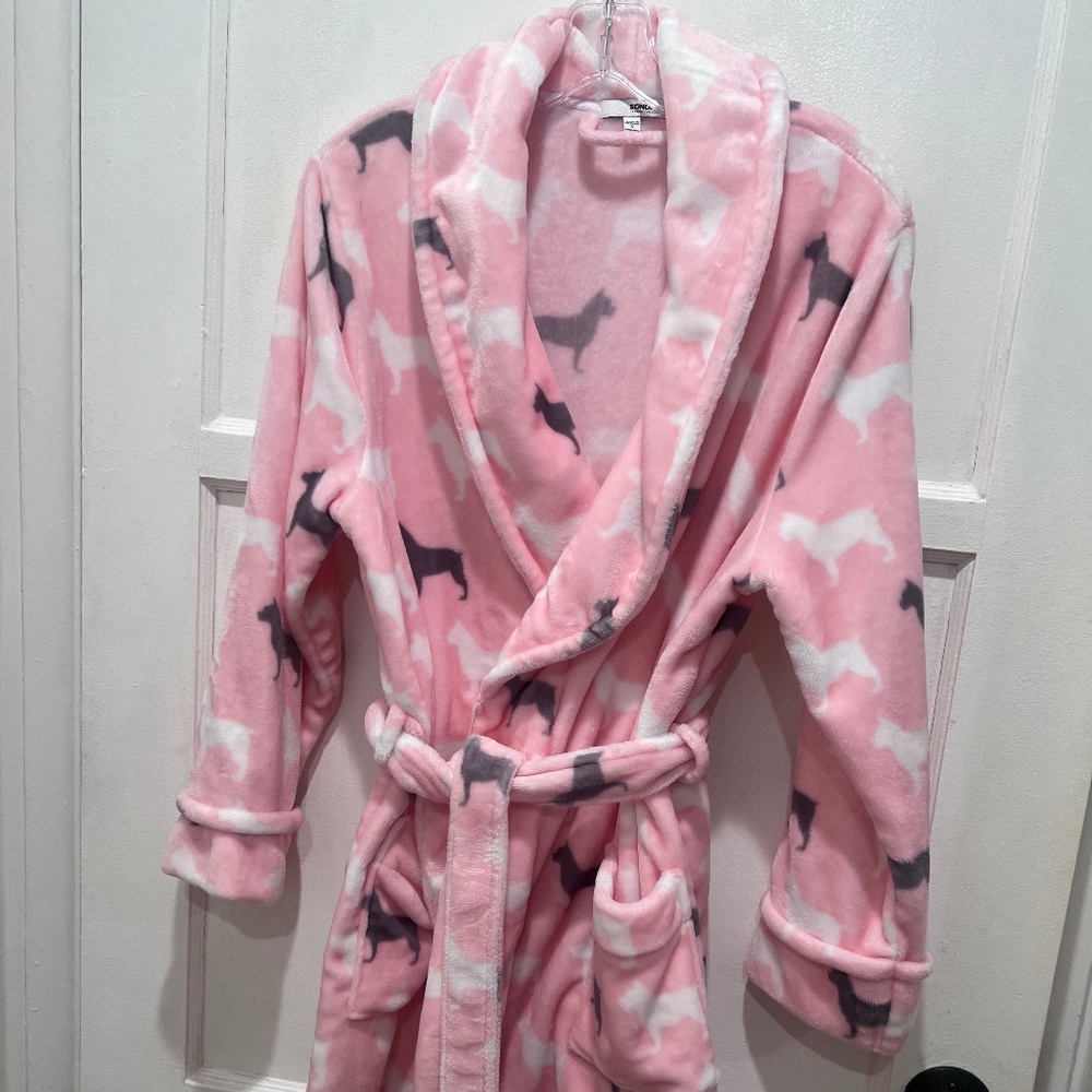 Girls Robe - Pink fuzzy Size small